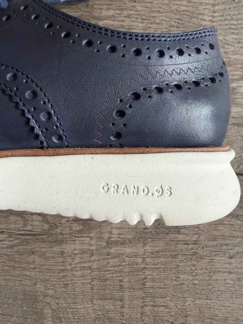 Cole Haan ZeroGrand Wingtip Oxford Navy Leather Shoes Men’s 7.5M - Picture 9 of 15